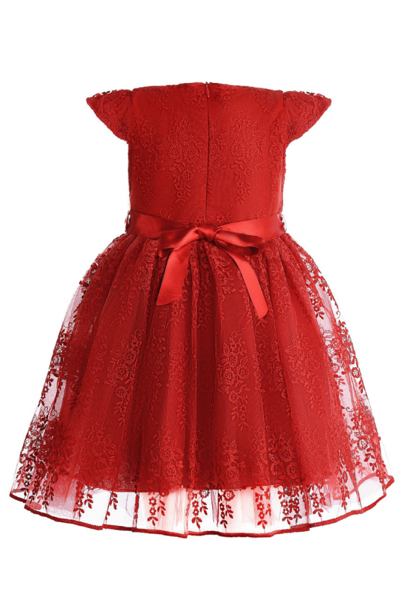 Красивое платье с укороченным рукавом красное