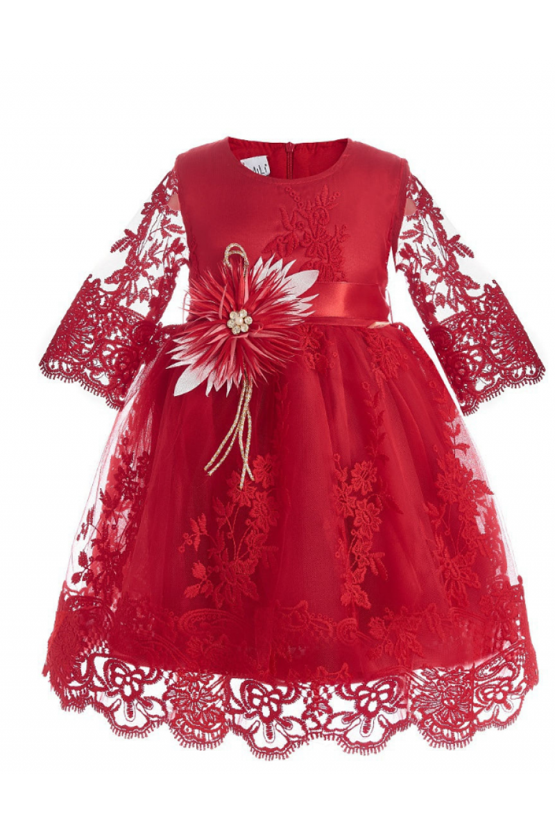 Платье с коротким рукавом красное