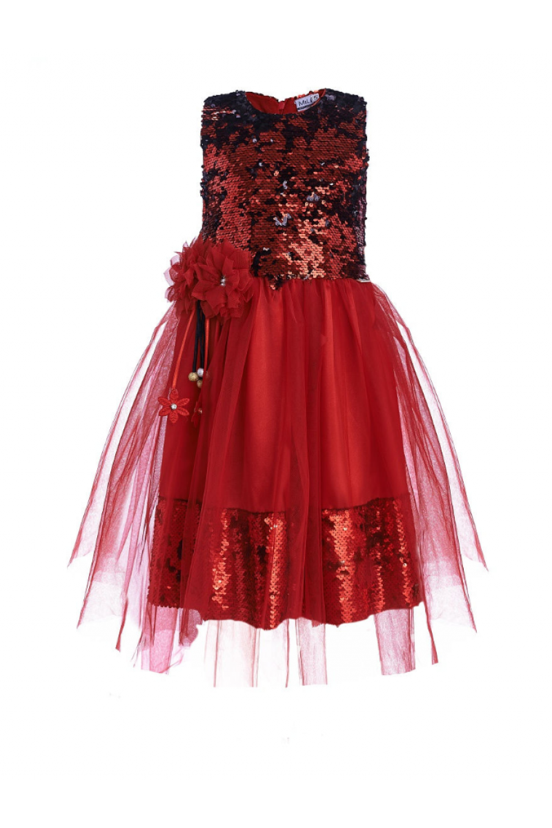 Прелестное красное платье в пайетках