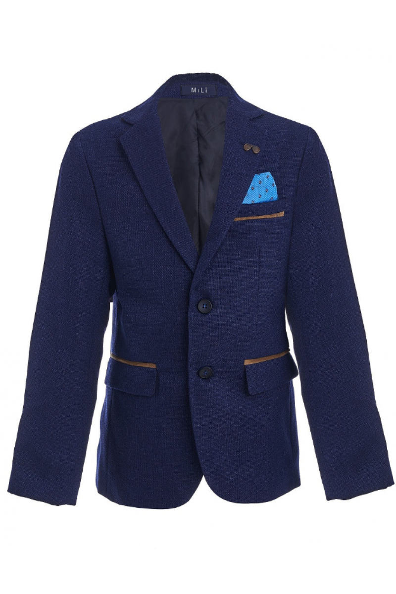 Пиджак для мальчика в комплекте с платком, светло-синий