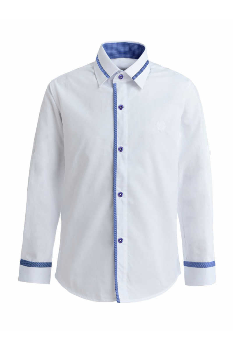 Однотонная рубашка со вставкой белого цвета