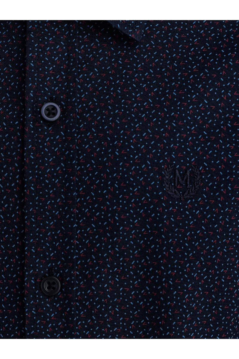 Рубашка с изображением маленьких галочек темно-синяя