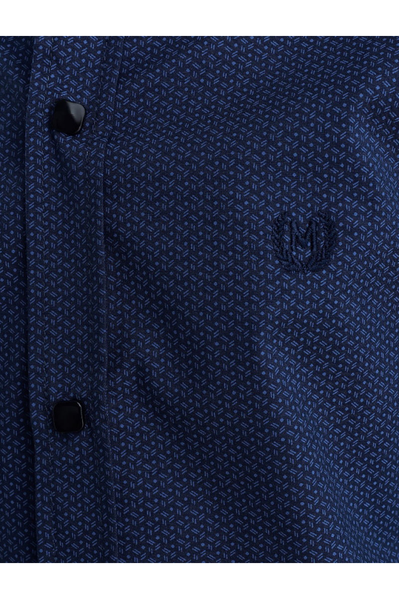 Рубашка на пуговицах с геометрическим изображением темно-синяя