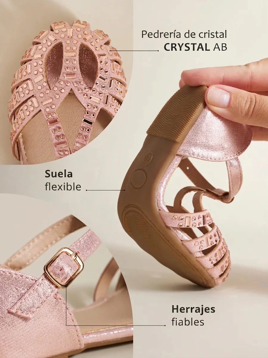 zapatos de fiesta para niña MiLi sandalias rosa con strass (2)