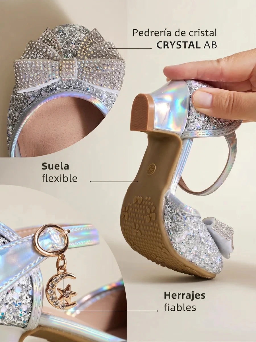 zapatos de fiesta para niña MiLi plateados con tacón y strass (3)