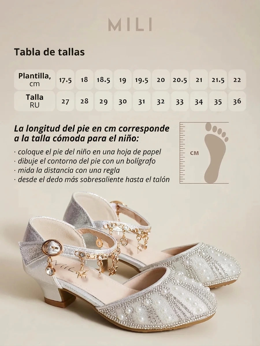 zapatos de fiesta para niña MiLi plateados con tacón y strass (3)