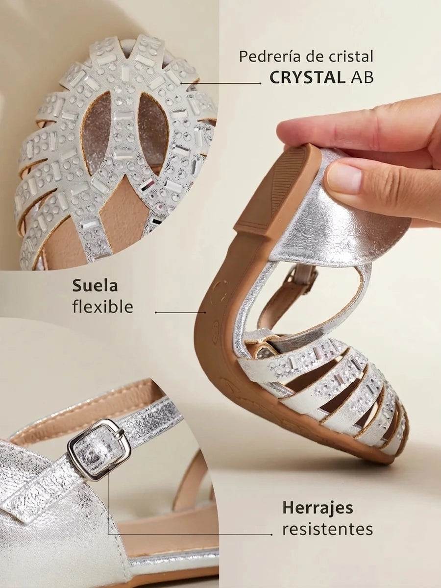 zapatos de fiesta para niña MiLi sandalia plateado con strass (3)