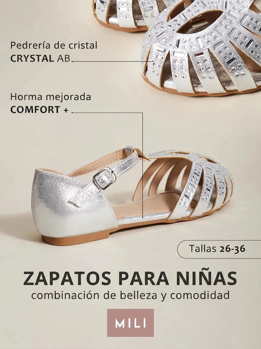 zapatos de fiesta para niña MiLi sandalia plateado con strass (8)