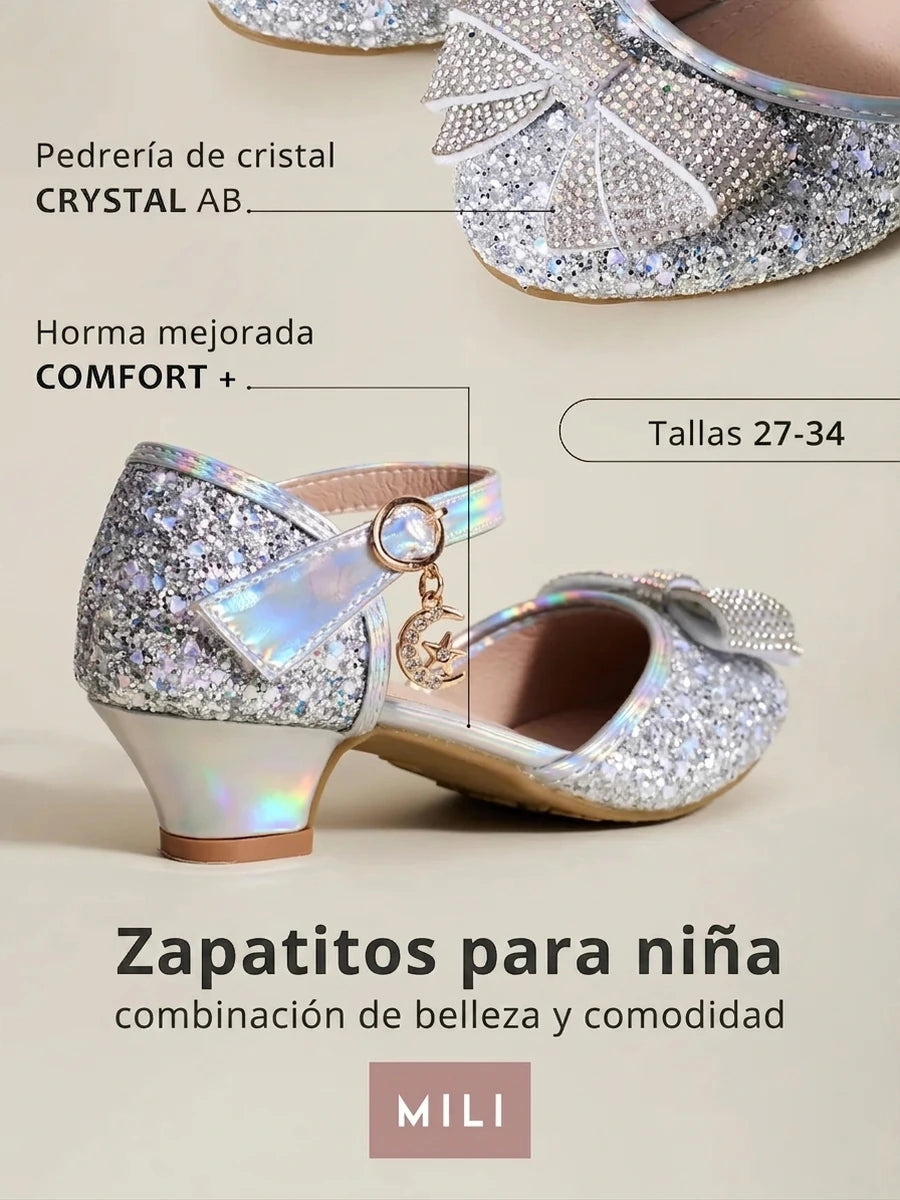zapatos de fiesta para niña MiLi plateados con tacón y strass (10)