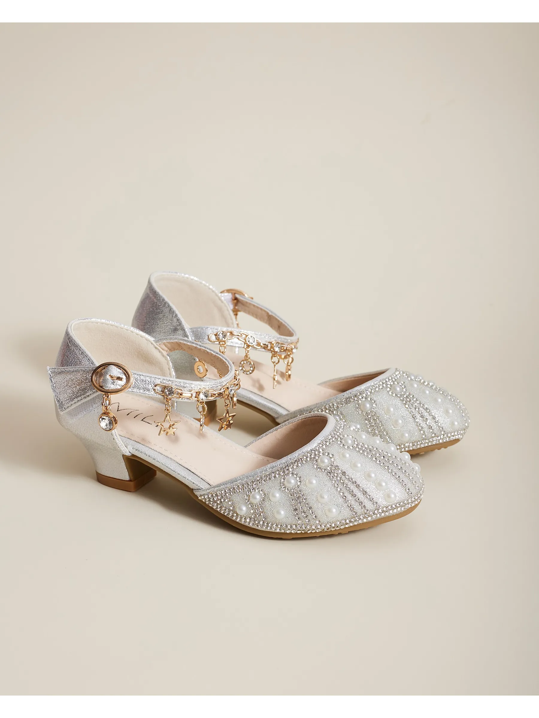 zapatos de fiesta para niña MiLi plateados con tacón y strass (15)