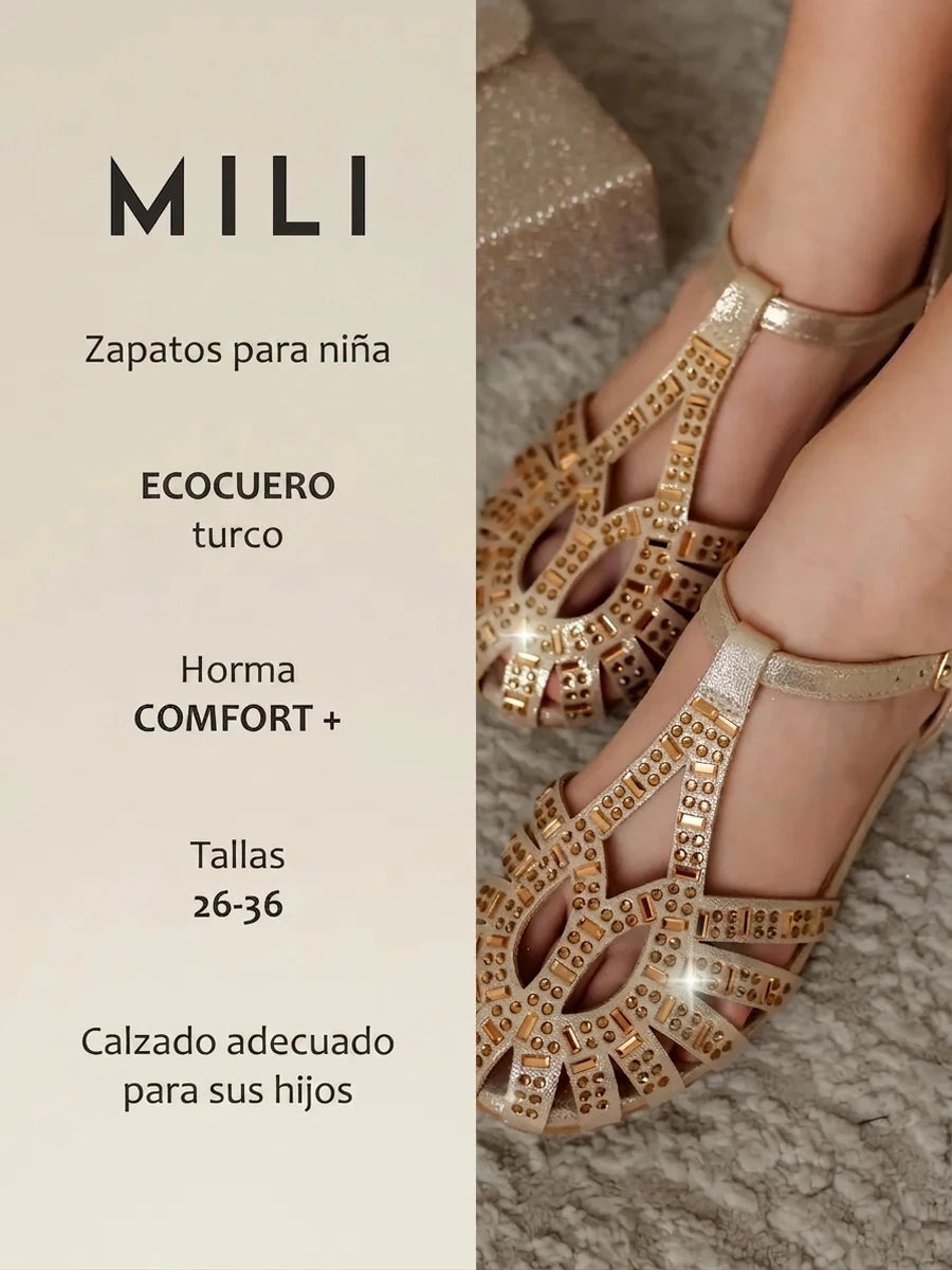 zapatos de fiesta para niña MiLi sandalias beige y dorado con strass (19)