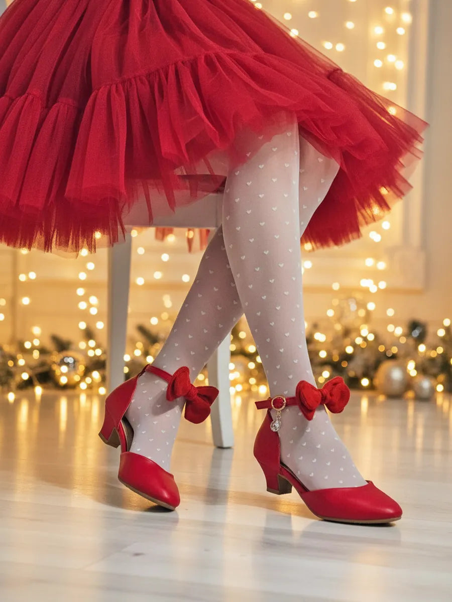 zapatos de fiesta para niña MiLi con tacón rojo y moño (1)