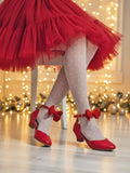 zapatos de fiesta para niña MiLi con tacón rojo y moño (1)