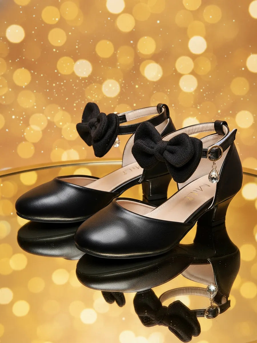 zapatos de fiesta para niña MiLi tipo salón negro con moño (1)