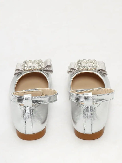zapatos de fiesta para niña MiLi cerrados plateados con moño (2)