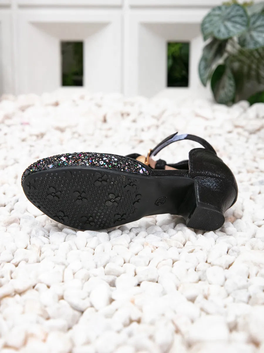 zapatos de fiesta para niña MiLi modelo pump negro con moños (2)
