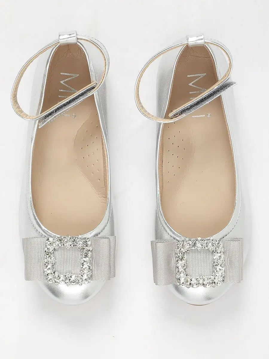 zapatos de fiesta para niña MiLi cerrados plateados con moño (3)