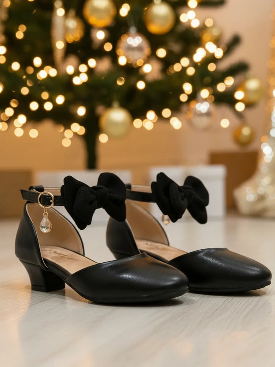 zapatos de fiesta para niña MiLi tipo salón negro con moño (4)