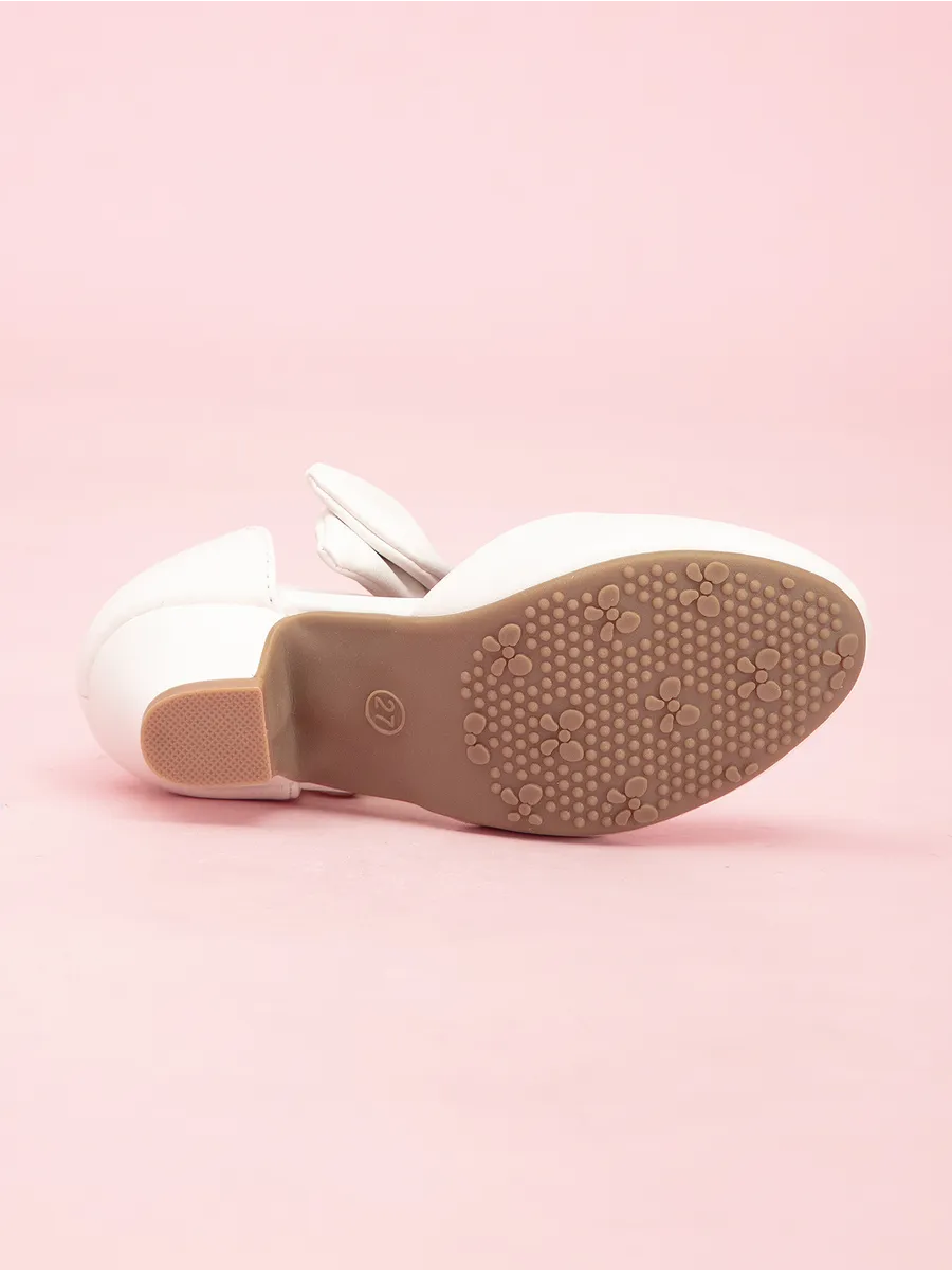 zapatos de fiesta para niña MiLi con tacón blanco y moño (5)
