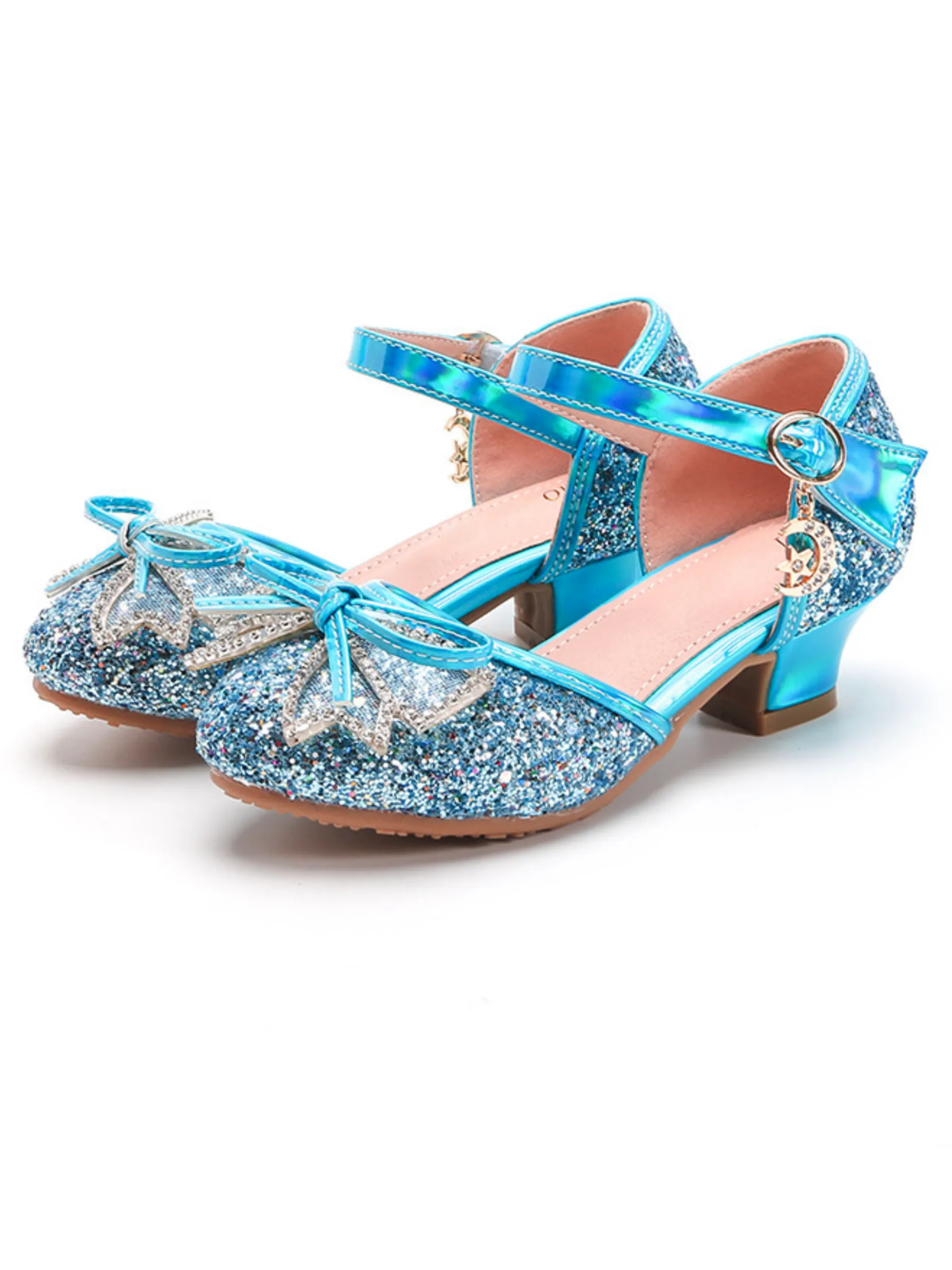 zapatos de fiesta para niña MiLi modelo pump celeste con moños (5)