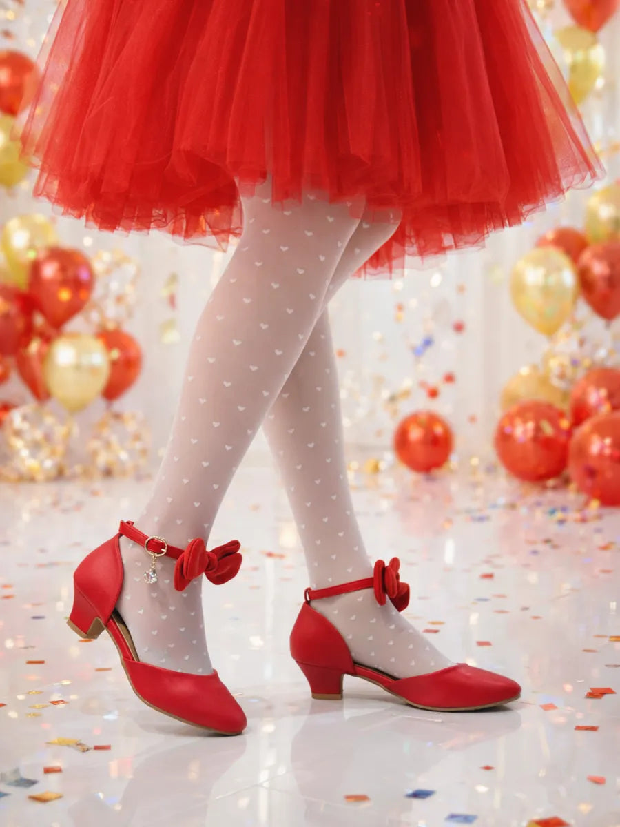zapatos de fiesta para niña MiLi con tacón rojo y moño (5)