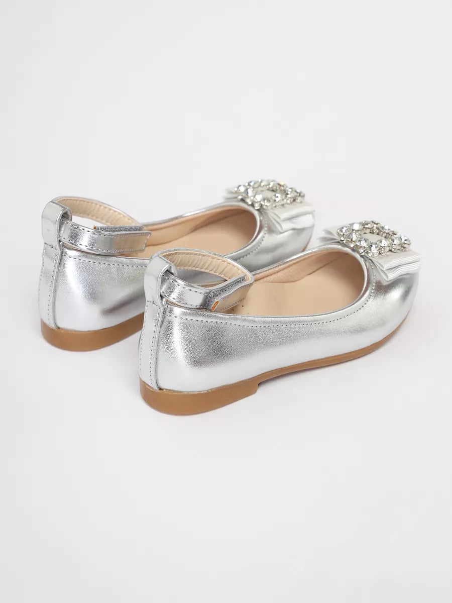 zapatos de fiesta para niña MiLi cerrados plateados con moño (6)