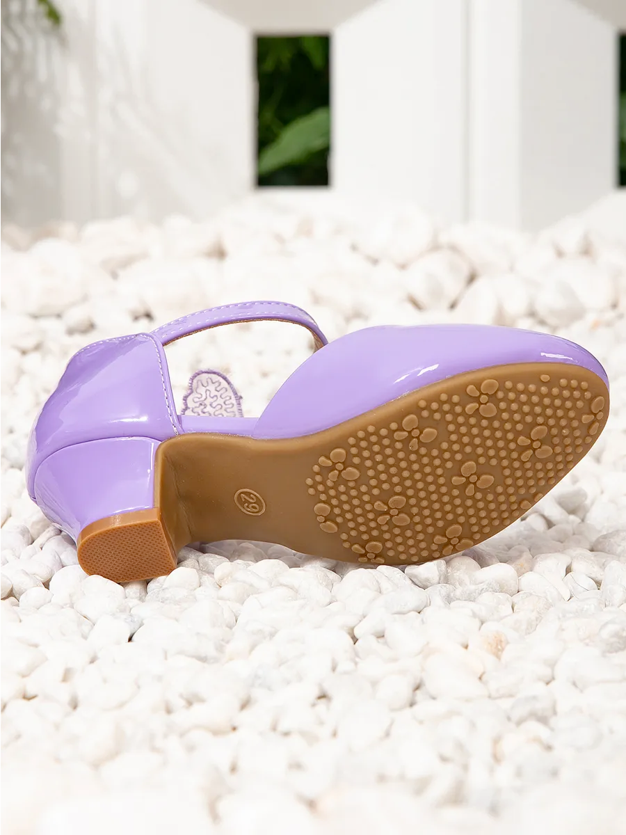 zapatos de fiesta para niña MiLi con tacón violeta y moño (7)
