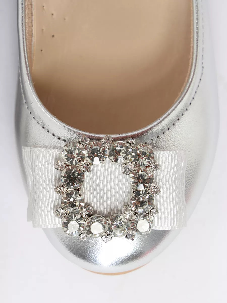 zapatos de fiesta para niña MiLi cerrados plateados con moño (7)
